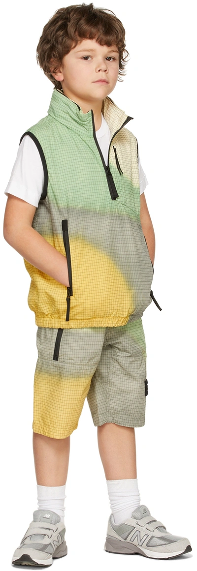 Stone Island Junior Kids Yellow & Green Airbrush Vest In V0030 Yellow