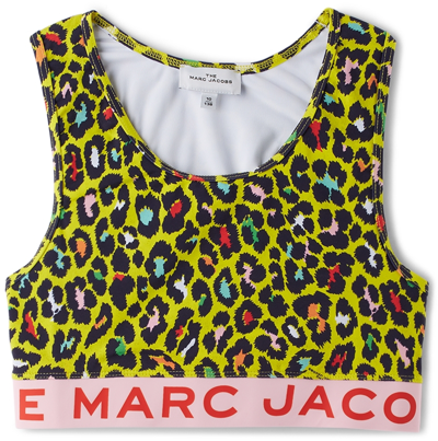 Marc Jacobs Kids Yellow Cheetah Sport Bra In 549 Citrus