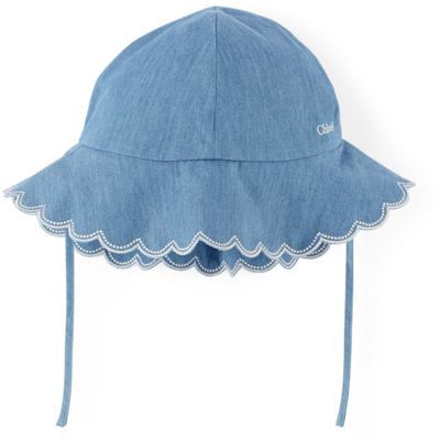 Chloé Kids' Baby Blue Scalloped Beach Hat