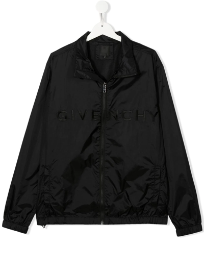 Givenchy Kids' Embroidered-logo Zip-up Jacket In Black