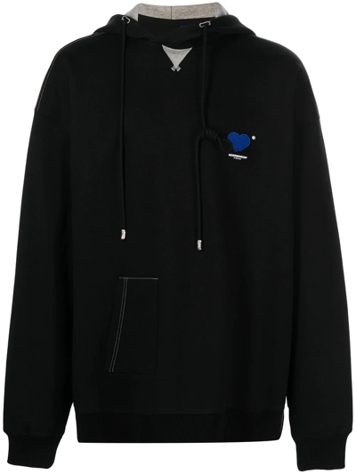 Ader Error Logo-patch Drawstring Hoodie In Black