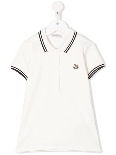Moncler Kids' Logo-patch Polo Shirt In Neutrals