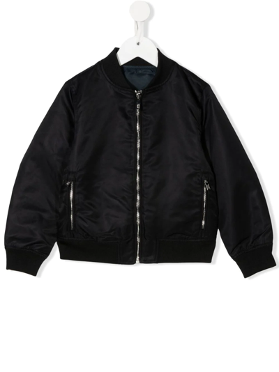 Emporio Armani Kids' Embroidered-logo Zip-up Bomber Jacket In Blue
