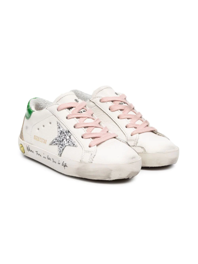 Golden Goose Kids' Super-star Sneakers With Glitter Star In White