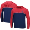 COLOSSEUM COLOSSEUM NAVY/HEATHERED RED OLE MISS REBELS FLICK QUARTER-ZIP HOODIE WINDSHIRT