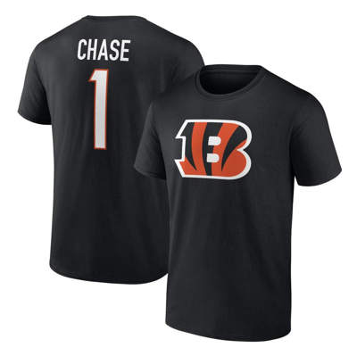 Fanatics Branded Ja'marr Chase Black Cincinnati Bengals Player Icon Name & Number T-shirt