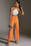 Maeve The Colette Cropped Wide-leg Pants In Orange
