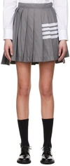 Thom Browne Grey Wool 4-bar Pleated Miniskirt In Med Grey 035