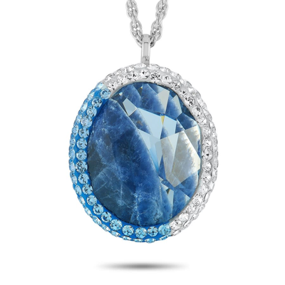 Swarovski Rhodium-plated Stainless Steel Blue And Clear Crystals Pendant Necklace In Multi-color