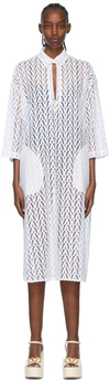 Valentino White Viscose Midi Dress In 001 Bianco