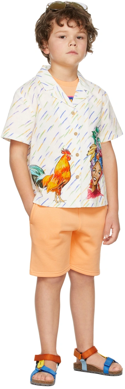 Maison Mangostan Kids White Chan Chan Short Sleeve Shirt In Print