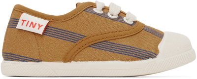 Tiny Cottons Baby Tan & Blue Lines Sneakers In J51 Dijon/ultramarin
