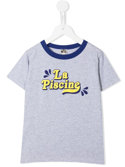 Bonton Kids' La Piscine Cotton T-shirt In Grey