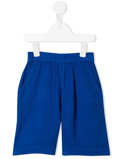 Bonton Kids' Straight-leg Cotton Shorts In Blue