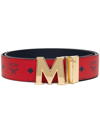 Mcm Claus M Reversible Belt 1" In Visetos In Candy Red