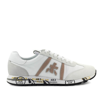 Premiata Lucyd Trainers In White Suede Blend