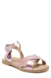 Tucker + Tate Kids' Arya Cross Strap Sandal In Pink Blush Metallic