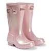 Hunter Original Nebula Iridescent Rubber Wellies 7-10 Years In Pink