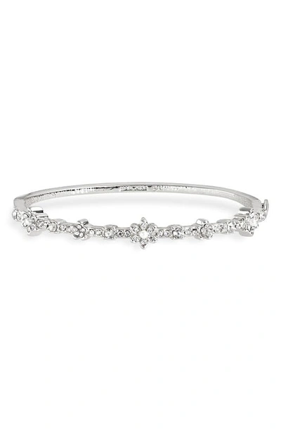 Marchesa Crystal & Imitation Pearl Flower Bangle Bracelet In Gold