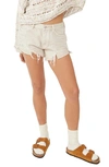 Free People We The Free Loving Good Vibrations Cutoff Denim Shorts In Neutral