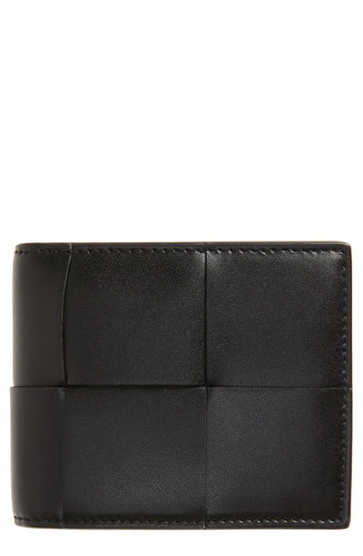 Bottega Veneta Oversize Intrecciato Leather Bifold Wallet In Black
