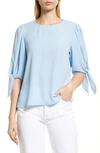 Cece Tie Sleeve High-low Blouse In Ocean Blue