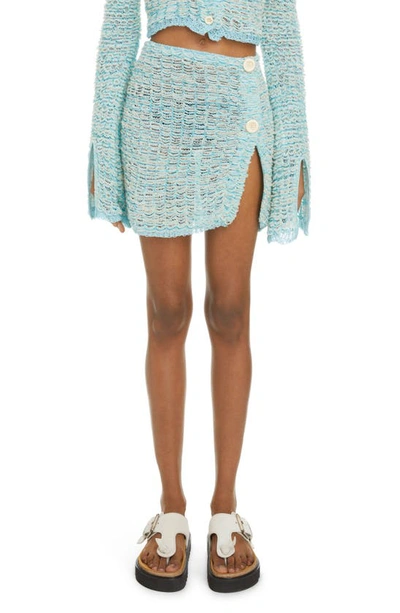 Acne Studios Kelroy Open-knit Cotton-blend Mini Skirt In Aqua Blue
