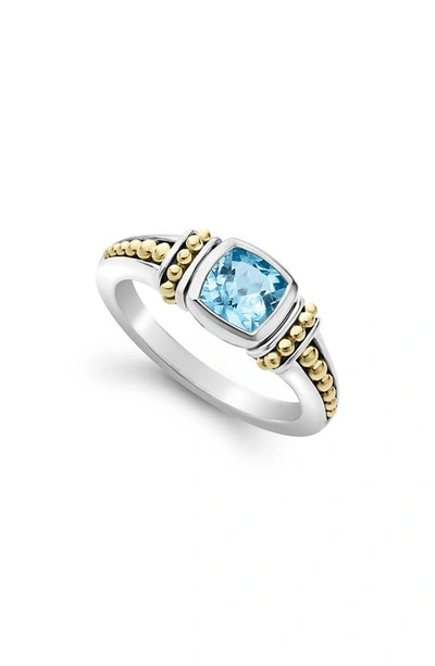 Lagos 18k Yellow Gold & Sterling Silver Rittenhouse Blue Topaz Ring In Blue/silver