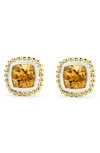 Lagos 18k Yellow Gold & Sterling Silver Rittenhouse Citrine Stud Earrings In Citrine