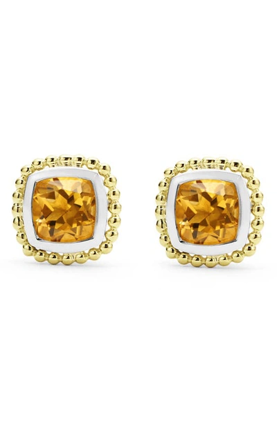 Lagos 18k Yellow Gold & Sterling Silver Rittenhouse Citrine Stud Earrings
