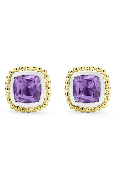 Lagos 18k Yellow Gold & Sterling Silver Rittenhouse Amethyst Stud Earrings