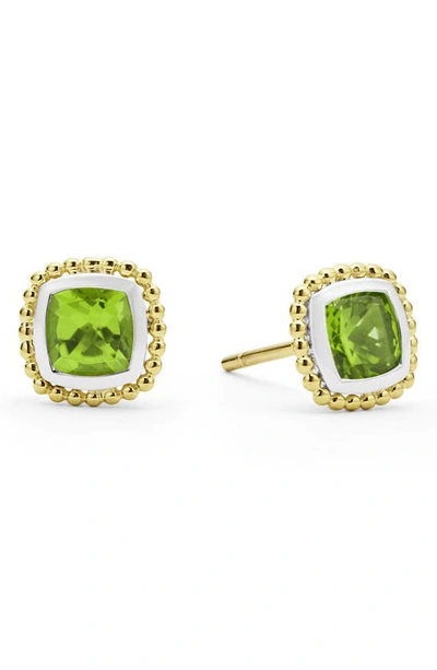 Lagos 18k Yellow Gold & Sterling Silver Rittenhouse Peridot Stud Earrings In Green/gold