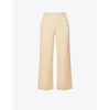 Spanx Cropped Wide-leg Mid-rise Stretch Cotton-blend Trousers In Almond