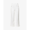 Spanx Cropped Wide-leg Mid-rise Stretch Cotton-blend Trousers In White