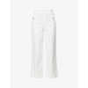 Spanx Cropped Wide-leg Mid-rise Stretch Cotton-blend Trousers In Bright White