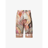 ENDLESS JOY GRAPHIC-PRINT RELAXED-FIT HIGH-RISE SILK BOARD SHORTS