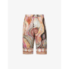Endless Joy Graphic-print Relaxed-fit High-rise Silk Board Shorts In Multi