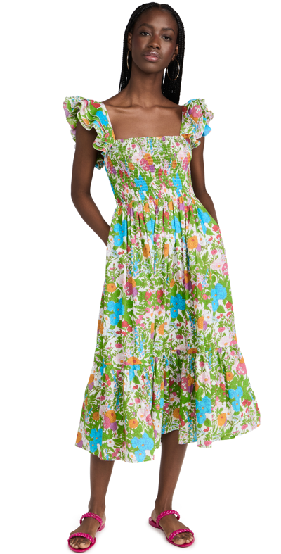 Mille Maui Floral Cotton Midi-dress In Summer Garden