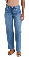 Still Here Subway Topstitch Straight Leg Jeans In Classic Blue