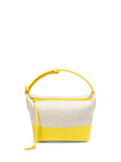 Loewe X Paula's Ibiza Small Cubi Anagram Coated Jacquard Canvas And Leather Shoulder Bag In Yellow