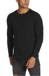 Cuts Long Sleeve Crew Curve Hem T-shirt In Black