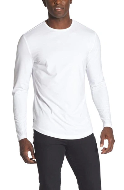 Cuts Long Sleeve Crew Curve-hem T-shirt In White