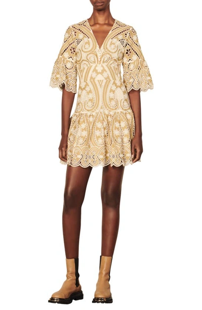 tie neck lace dress Wine Lace High Neck Mini Dress with Tie Detail