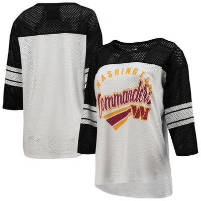 G-iii 4her By Carl Banks Women's  White, Black Washington Commanders First Team 3/4-sleeve Mesh Top In White,black