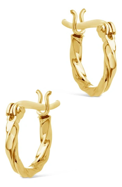 Sterling Forever Simple Twist Hoop Earrings In Gold