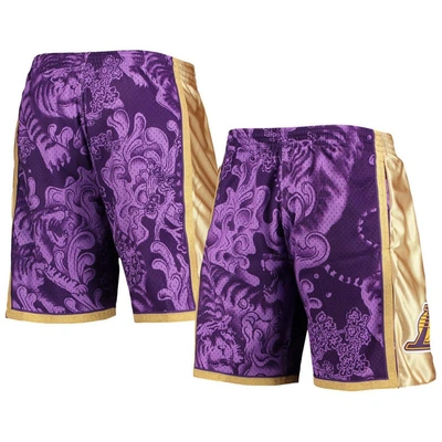 Mitchell & Ness Men's  Purple Los Angeles Lakers Hardwood Classics Lunar New Year Swingman Shorts In Purple/gold