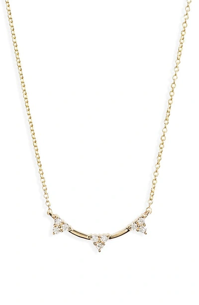 Dana Rebecca Designs Trio Diamond Curve Pendant Necklace In Yellow Gold