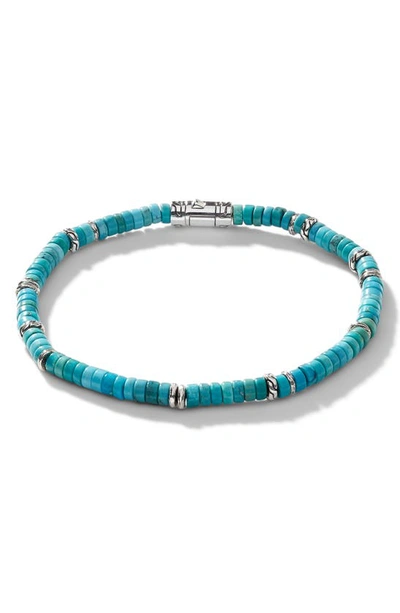 John Hardy ‘classic Chain' Sterling Silver Heishi Treated Turquoise Bead Bracelet