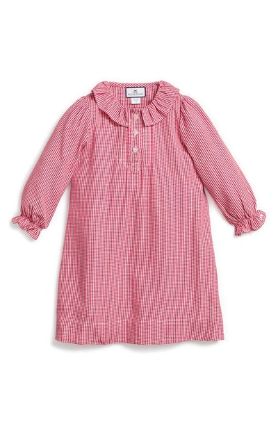 Petite Plume Kids' Victoria Ruffle-collar Gingham Nightgown In Red