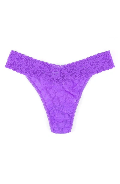 Hanky Panky Original Stretch-lace Mid-rise Thong In Purple